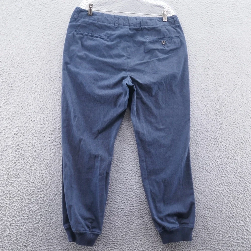 J Crew Mens Blue Cotton Blend Jogger Pants Ribbed Cuffs Size 33 Casual